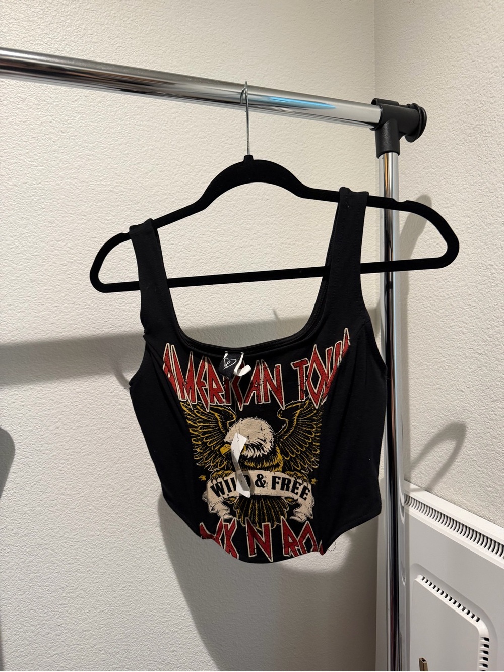 Windsor Black Cropped Eagle Graphic Tank
